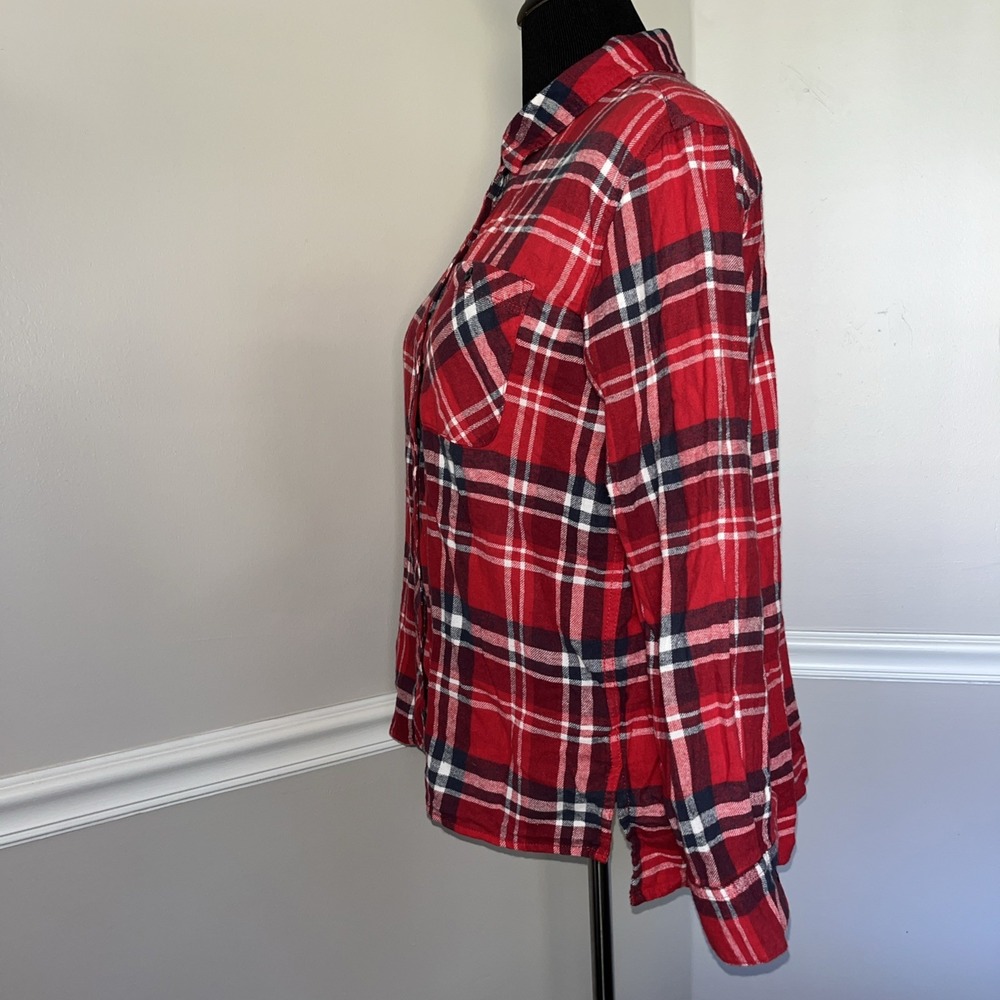 Eddie Bauer Red Plaid Long Sleeve Shirt Women's Size Large Western Rodeo - Picture 5 of 12